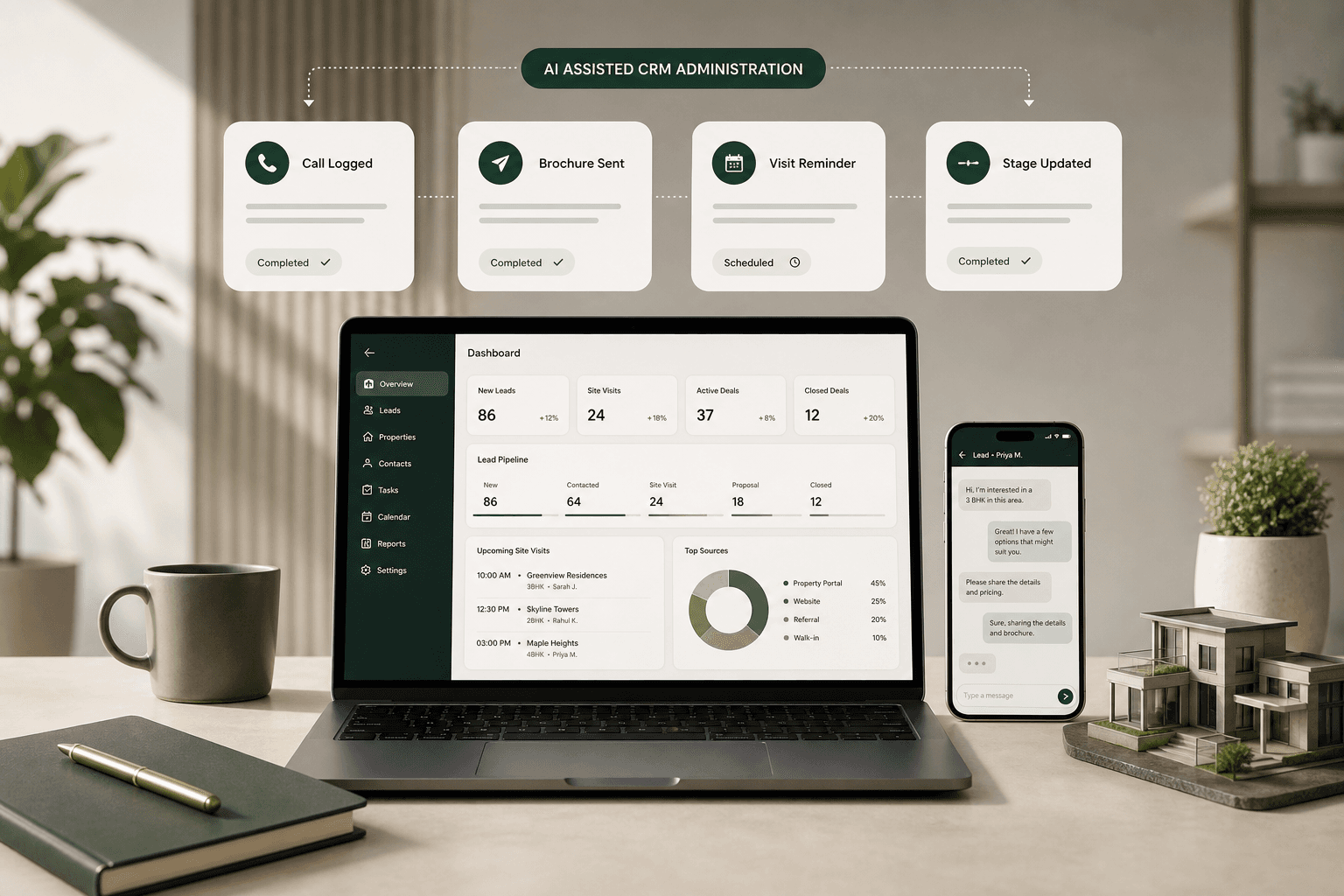 AI-assisted CRM administration for real estate agents