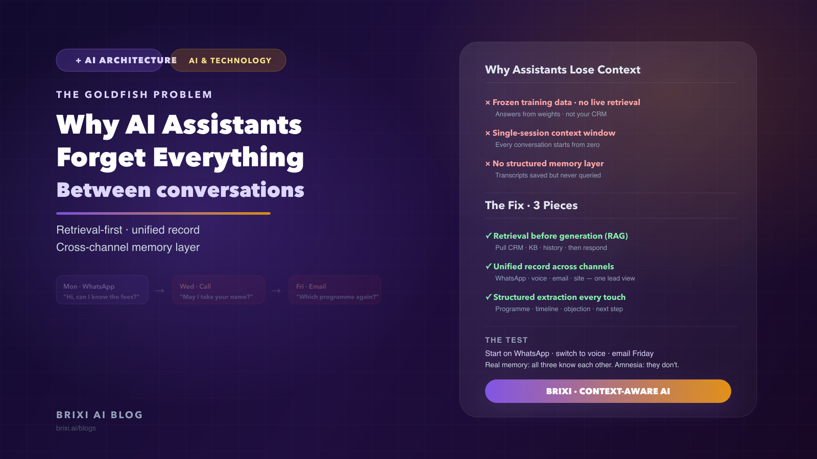 Why Most AI Assistants Forget Everything Between Conversations (And What to Build Instead)