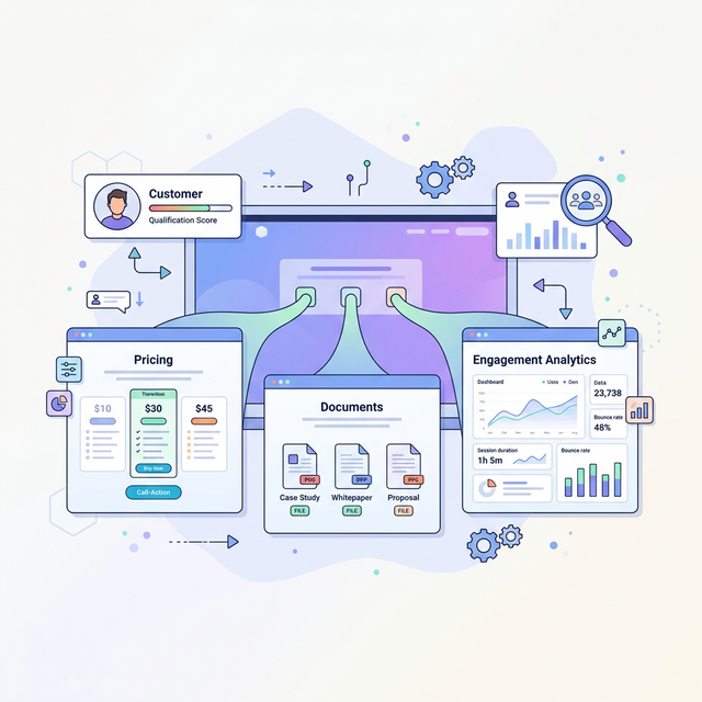Personalized microsites interface with buyer intent qualification analytics